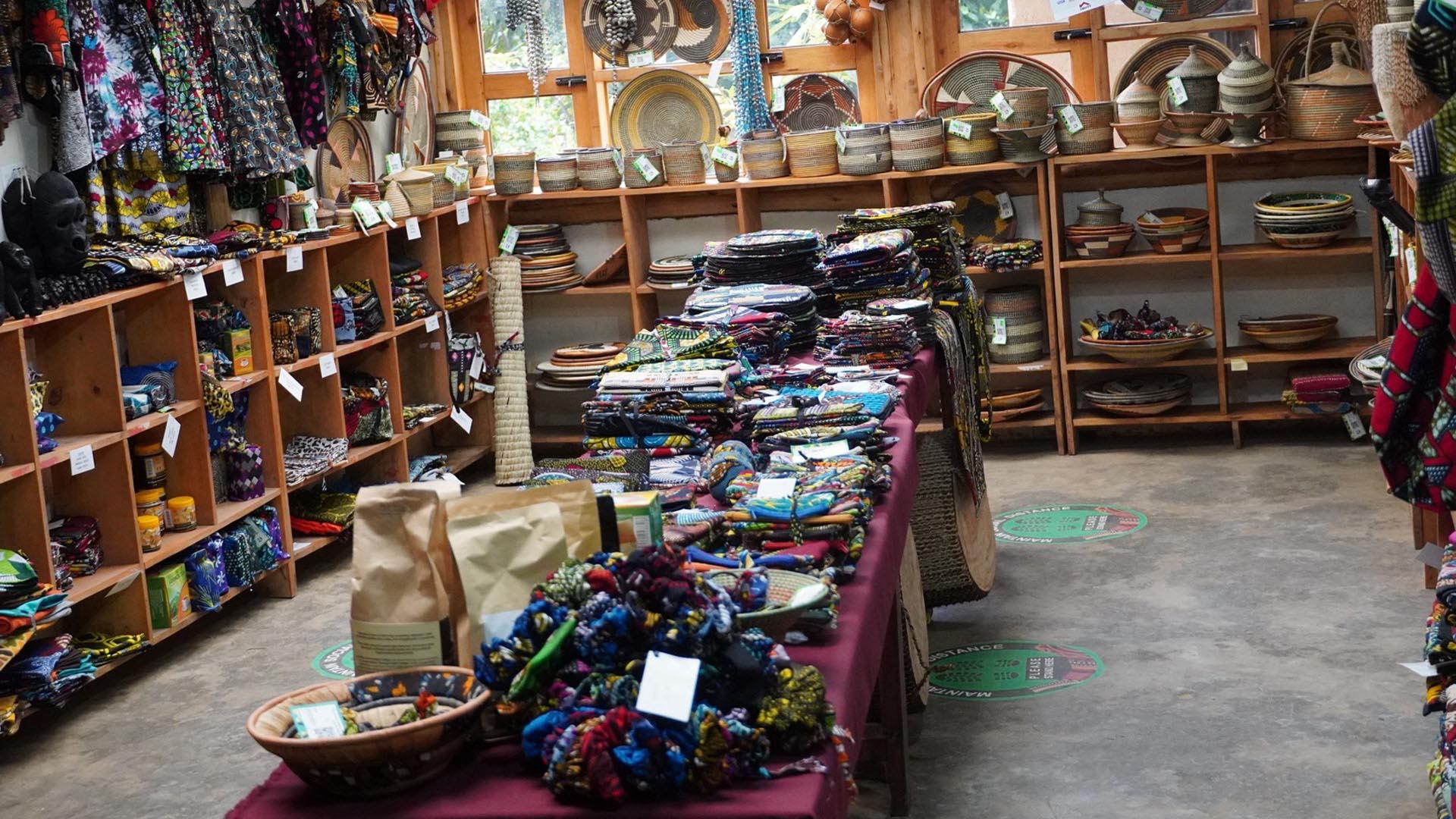 Craft shops in Buhoma near Bwindi forest