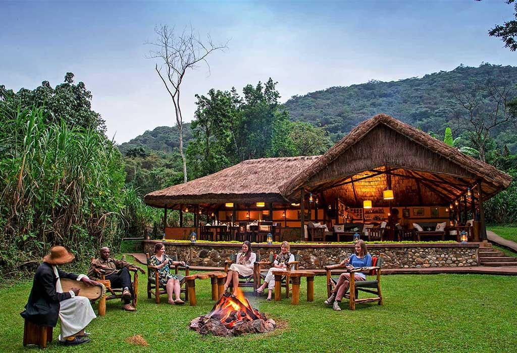 Relaxing at safari lodge after travel experience